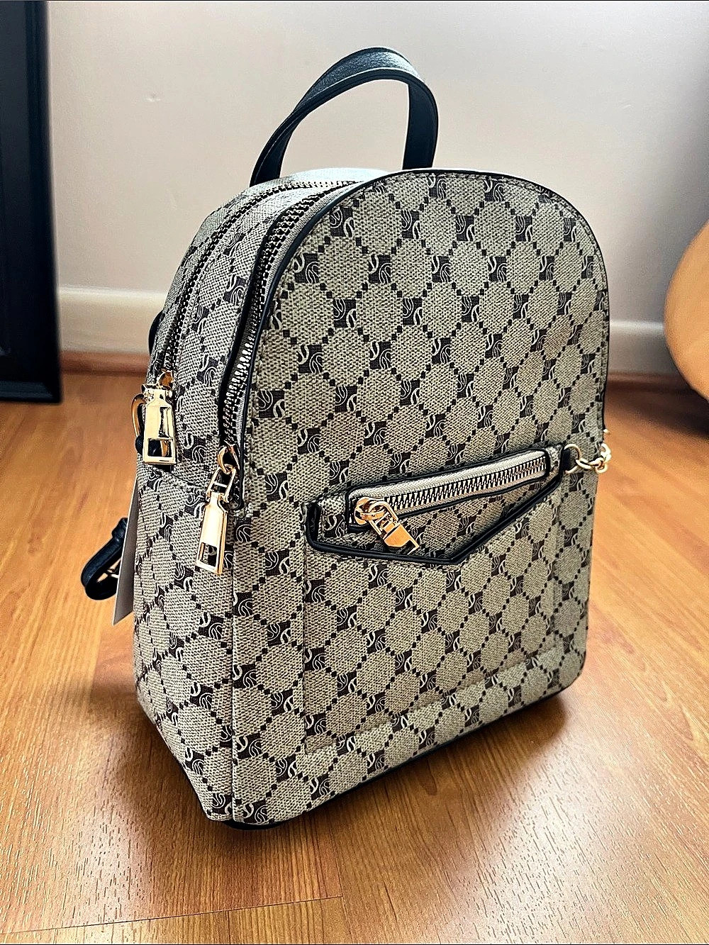 EMPERIA Monogram Backpack in Brown & Black NWT